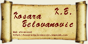Kosara Belovanović vizit kartica